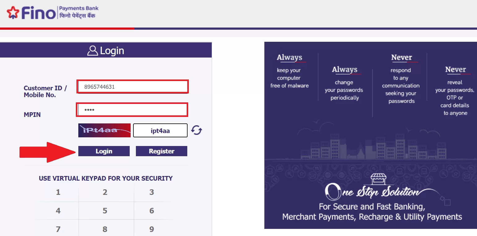 Fino Payment Bank Login